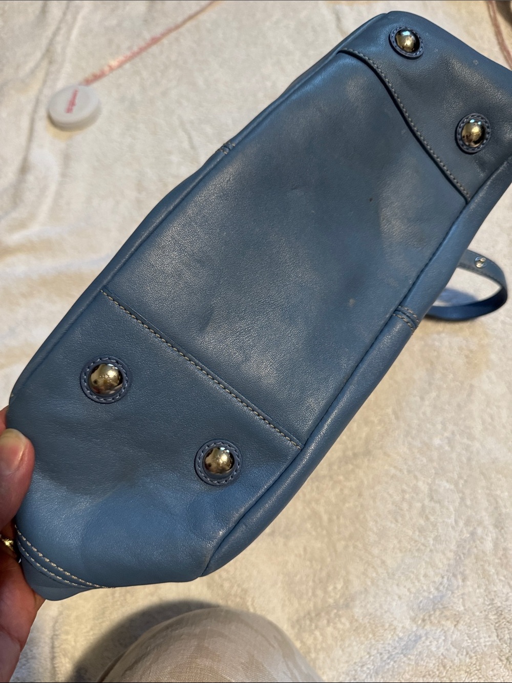 Coach Blue Leather Shoulder Tote - Picture 4 of 6